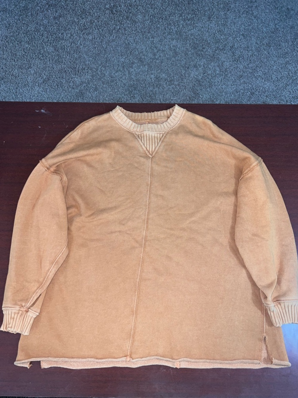 aerie distressed Crewneck Sweater in Tan